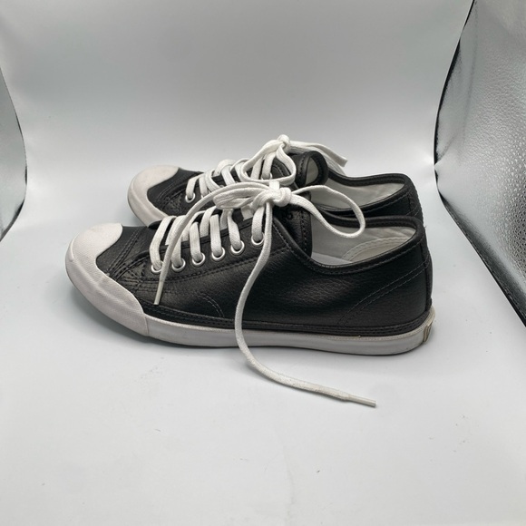 Converse Jack Purcell Size 6 Leather Black Silver Shoes - Picture 7 of 7